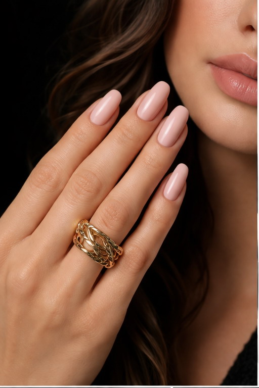 Russian manicure matching rings